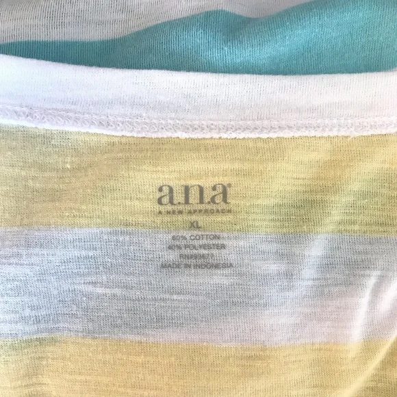🔴 4/$15 a.n.a Yellow Teal White Stripe Short Sleeve Relaxed Fit T-Shirt size XL - Picture 12 of 14